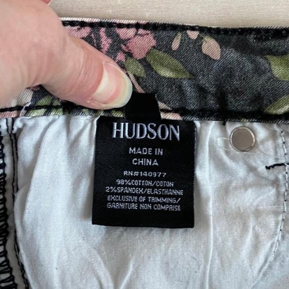 🌸2x HP!🌸 Hudson Jeans Girls Dixie Floral Print Skinny Raw Hem Jeans - Picture 10 of 15